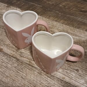 Playboy Pink Heart-Shaped Ceramic Mug - Set of 2